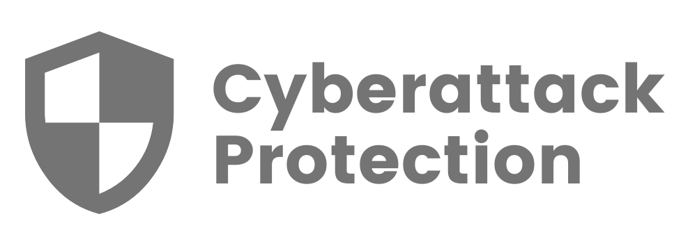 Text saying 'Cyberattack Protection' with shield logo
