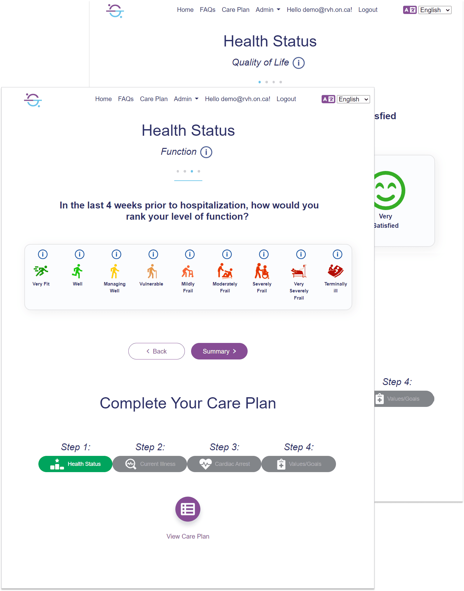 Two screenshots of the ASKmeGOC Health Status page