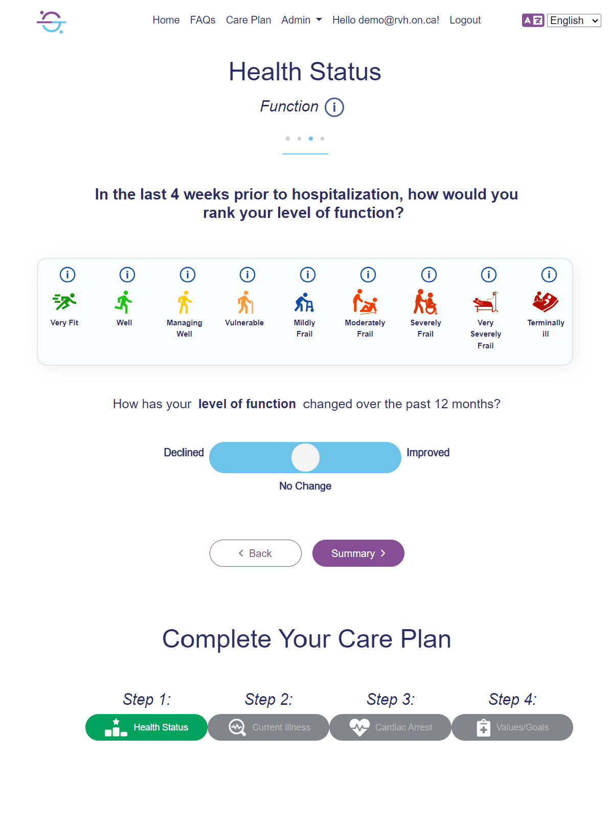 Screenshot of the ASKmeGOC Health Status page