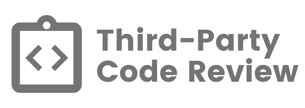 Text saying 'Third-Party Code Review' with clipboard and coding brackets icon