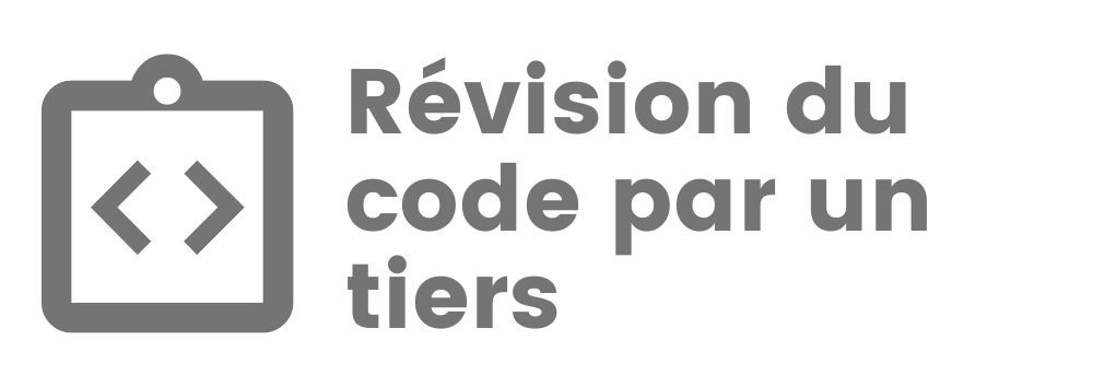 Text saying 'Third-Party Code Review' with clipboard and coding brackets icon