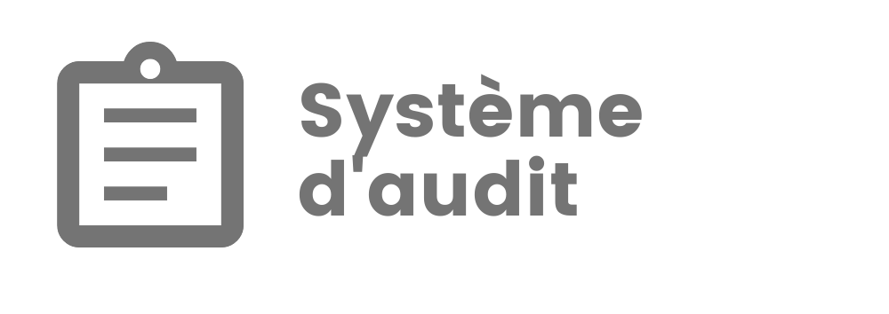 Text saying 'Auditing System' with clipboard icon