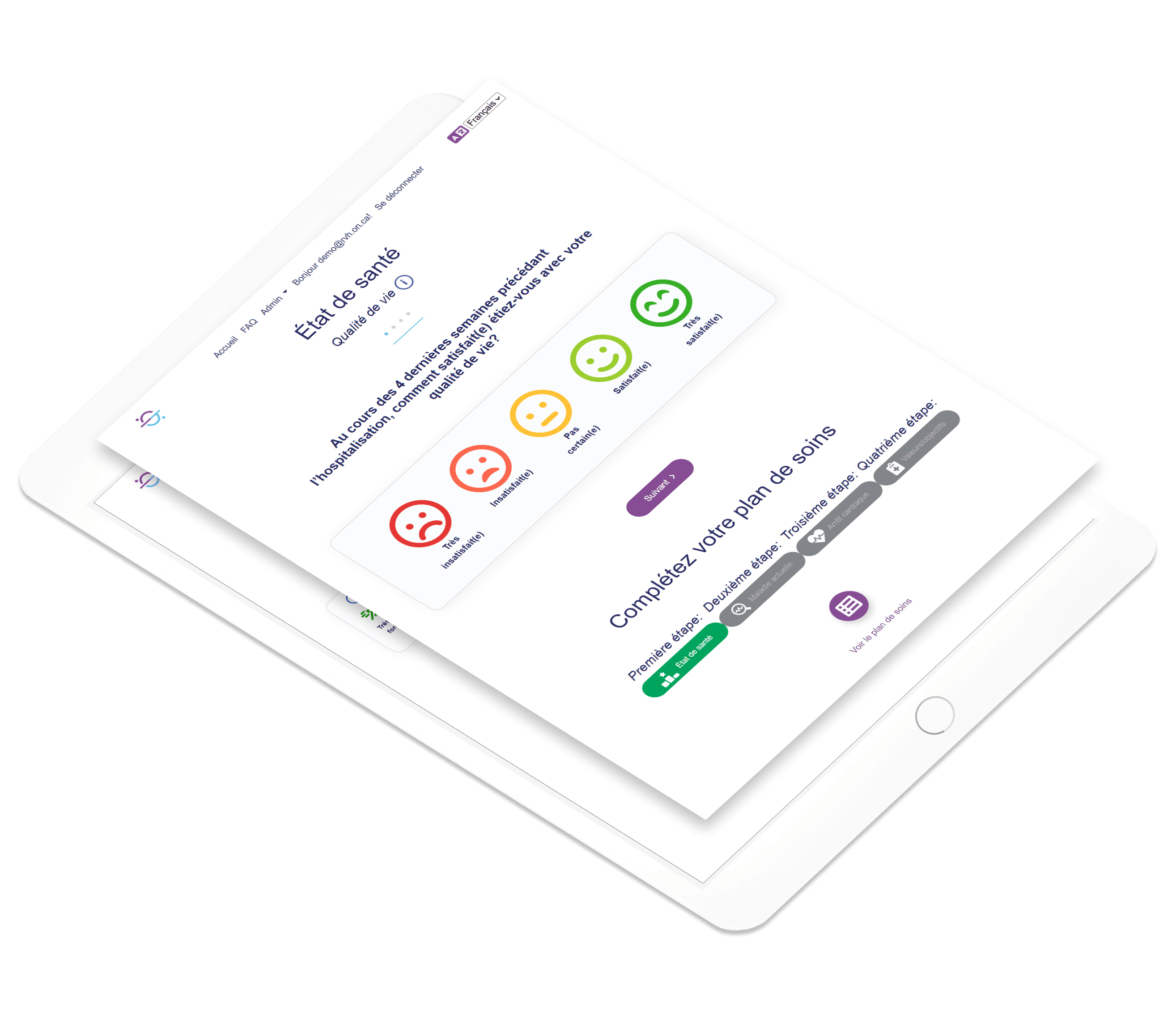 Tablet displaying the ASKmeGOC Health Status page